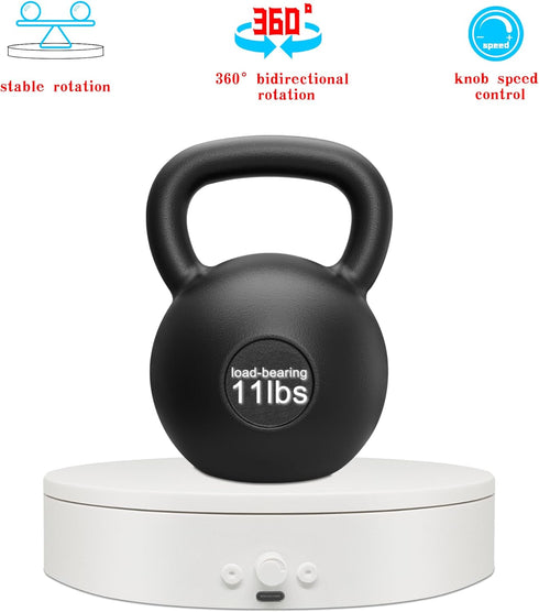 5.9" 11lb (5.9"white) Rotating Display Stand with USB Power Cable, Mute Rotating Turntable Load, Adjustable Speed