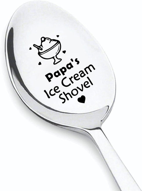DOYOUDO Papa Ice Cream Shovel Stainless Steel Coffee Tea Spoons Grandpa Daddy Dad
