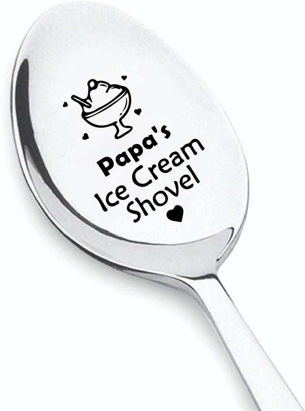 DOYOUDO Papa Ice Cream Shovel Stainless Steel Coffee Tea Spoons Grandpa Daddy Dad