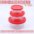 CIBI Food Storage Container Lids (2 Cups, Red - 6PK) for Pyrex and Anchor Round Glass Containers