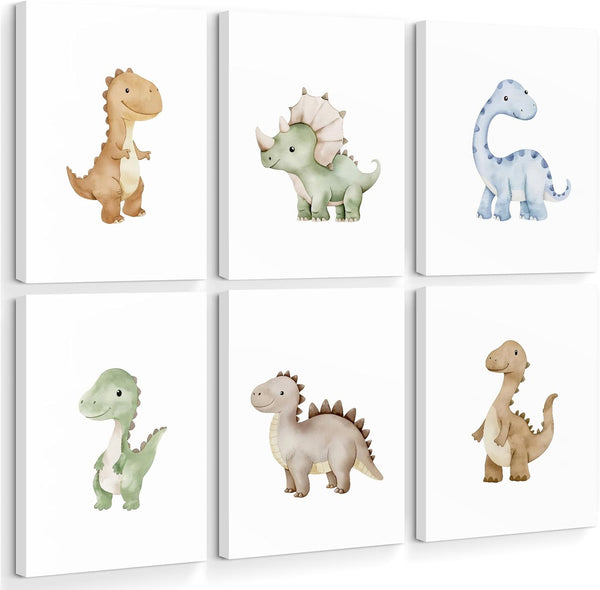 SYYANKK Dinosaur Nursery Wall Art Kids Canvas Poster Boys Room Wall Decor Watercolor