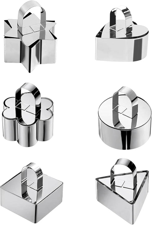 Cake Rings Stainless Steel Cooking Rings, Dessert Mousse Mold with Pusher for Making 6PCS Desserts