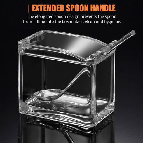V·RESOURCING Clear Seasoning Box, 3 Pieces Spice Pots Storage Container for Spice, Salt, Sugar, Liquid Condiment Jars