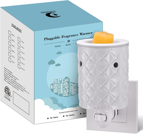 STAR MOON Ceramic Wax Melt Warmer - Plug in Scented Wax Warmer with Two Bulbs for Fragrance Oil