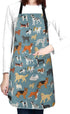 Perinsto Pet Dogs Grooming Waterproof Apron with 2 Pockets, Cute Animal Chef Bibs for Cooking, Baking