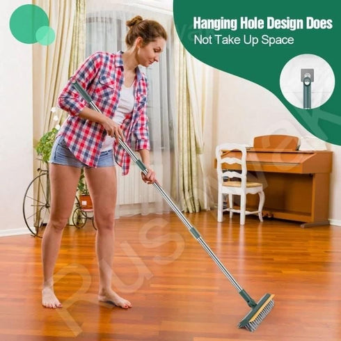 Rushwak 3 1 180 in Long Handle Bathroom Cleaning Brush with Wiper, Rotate for Floor/Toilet Cleaning (Multicolor)