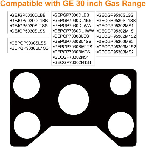 Compatible with GE 30 Inch Gas Range Protectors, Non-Stick Stove Protector, Washable Liner for JGP5030
