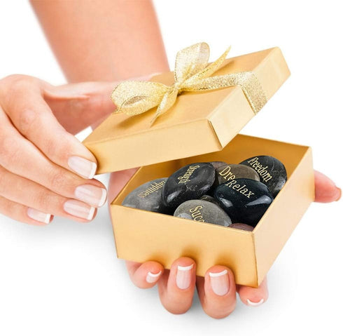 BigOtters Rocks with Inspirational Words, 25 Different Encouragement Gratitude Rocks for Meditation Birthday Graduation