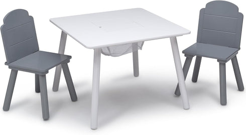 Set Delta Children Finn Table and Chair with Storage, White/Grey