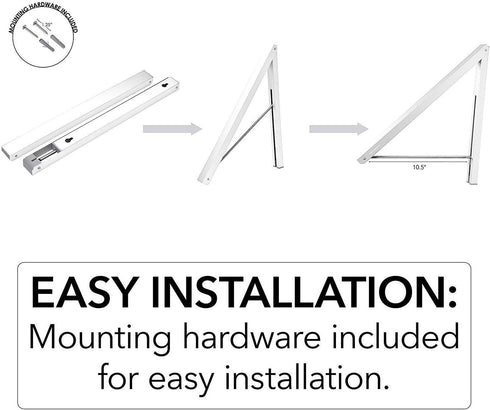 Foldable Clothing Rack, Wall-Mounted Retractable Clothes Hanger for Laundry Room, Small Collapsible Drying Rod (White)