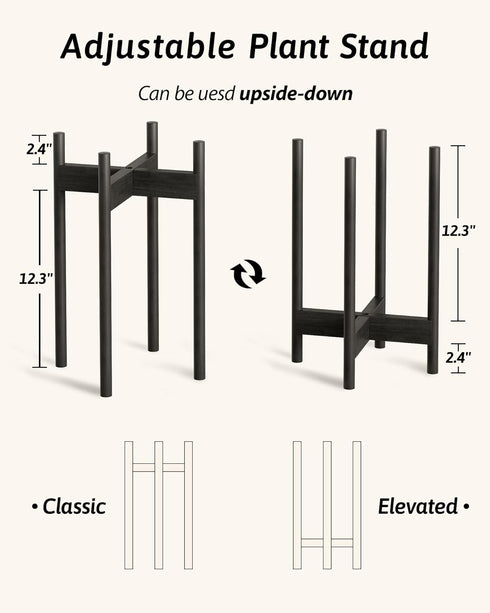 8 9 10 11 12 Inches, GENTINGBRO Adjustable Plant Stand Indoor, Bamboo Plant Stand Fits Small Corner Planter Holder
