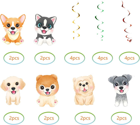 12 Pcs Dog Paw Prints Hanging Swirls Ceiling Streamers Decorations for Dog Paw Prints Birthday Party and Baby Shower