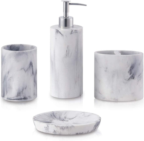 ZCCZ Toothbrush Holder for Bathroom, Marble Look Electric Toothbrush and Toothpaste Organizer, White Design Cup
