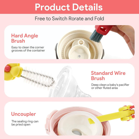 3Pcs 3 in 1 Cup Lid Cleaning Brush, New Crevice Cleaning Brush for Tight Spaces, Portable Cleaner with Straw Brush