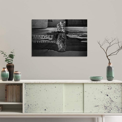 Inspirational Cat Entrepreneurship Wall Art, Positive Canvas Poster Print for Office Decor - 12" Hx18 W