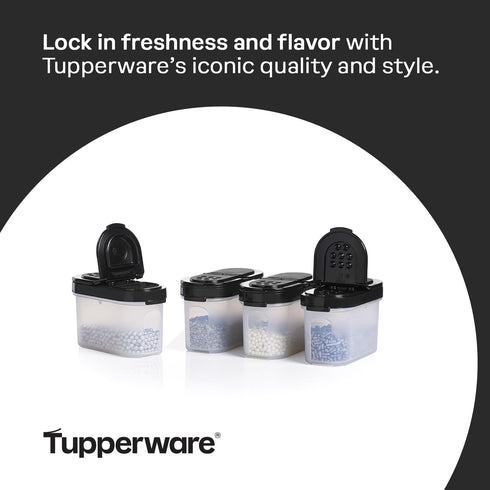 Tupperware Small Spice Shakers, Set of 4, Keeps Dry Herbs and Spices Fresh, BPA-Free, Dishwasher Safe