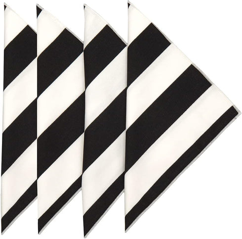 Black and White Table Linens, 100% Cotton Cloth Napkins 18" Dinner Pk 4