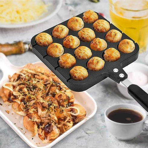 Takoyaki Grill Pan, Takoyaki Baking Tray Takoyaki Maker Japanese Octopus Meatball Grill Pan 16 Holes Stuffed Pancake Pan Takoyaki Maker with 4 Baking Pins by AYNEFY