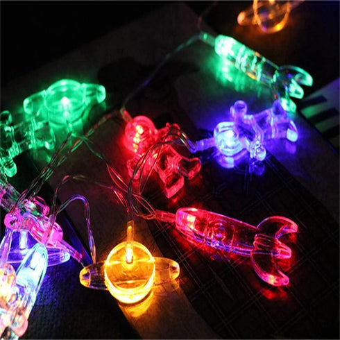 20 LED Children's Room String Light, Astronaut Spaceship Rocket Pendants, Holiday Party Lights, Kids Room Decor