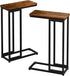Set 2, Simple Trending C Shaped Side Table, End Table of Sofa Couch Table TV Tray for Living Room, Small Space, Rustic