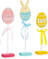 Songjum 3Pcs Easter Egg Bunny Wooden Table Signs Colorful Rabbit Shape Tabletop Centerpieces