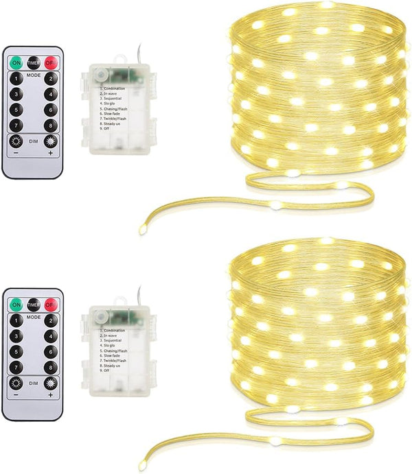 16.5ft Battery Operated String Lights (2 Pack), 50 LED Fairy String Lights