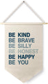 Qpenm Be Kind Be Brave Inspirational Boy Hanging Wall Canvas Banner, Blue