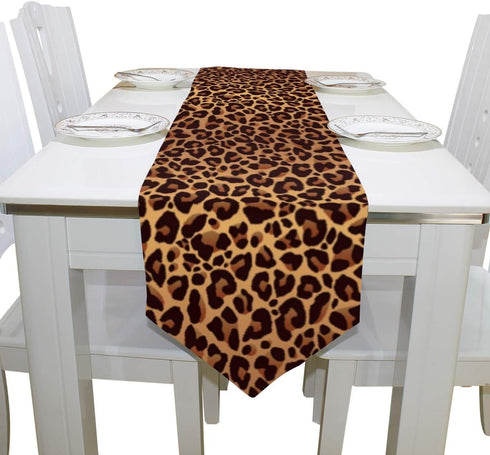 AUUXVA Animal Leopard Print Table Runner, Long Rectangle Table Cloth for Home Kitchen Dinner Party