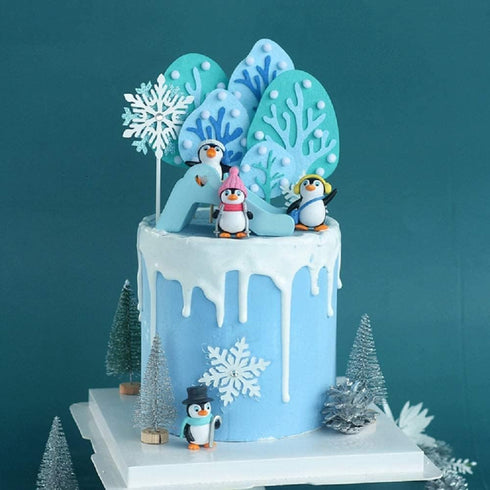 JeVenis Winter Penguin Cake Decoration - Snowflake Supplies for Onederland Party