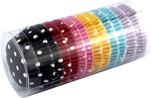 Eoonfirst Rainbow Mini Polka Dots Cupcake Liners, 300 Pcs, Food Grade & Grease-Proof Baking Cups Paper
