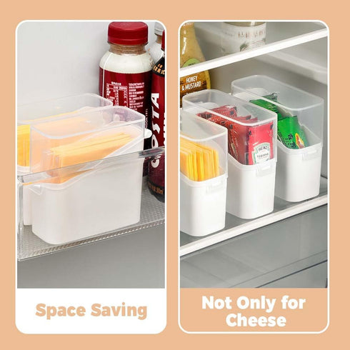 Cheese Storage Box for Fridge, 2/4 PCS Sliced Cheese Container with Flip Lid, Plastic Cheese Keeper Holder