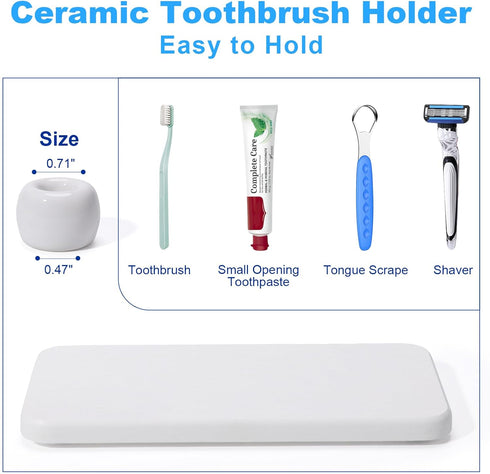 Dersyer 3 Pack 1 Pack Countertop, Mini Ceramic Toothbrush Holder Stand with Water Absorbing Stone for Bathroom Vanity