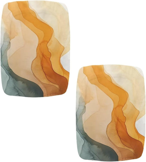 2 Pack Bar Stool Seat Covers - Pastel Amber Colors, Rectangle Stretchy Vanity Chair Slipcover, Washable Soft Stool