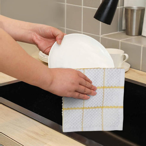 AMOUR INFINI Cotton Kitchen Dish Cloths Set of 8, Highly Absorbent, Super Soft Premium Terry Cleaning Cloth (12"x12"