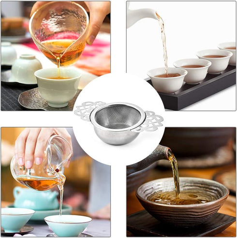 Picowe 2 Pack Tea Strainer Bowl, Stainless Steel Sliver Fine Mesh Tea Strainers for Loose Tea