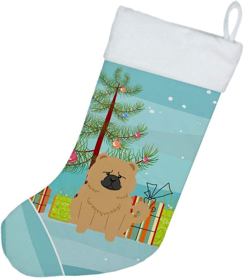 Caroline's Treasures BB4269CS Merry Christmas Tree Chow Chow Cream Stocking, Holiday Decorations