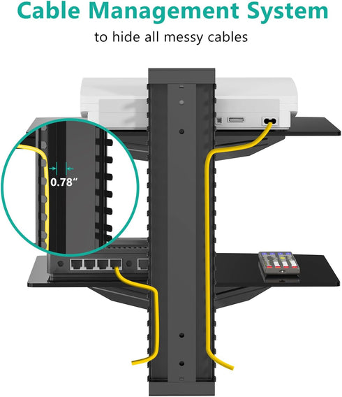 2 17.6lbs (CS202B), 2-Shelf, WALI Floating TV Shelf, Tier Glass Projector Shelf for DVD Players, Routers, Game
