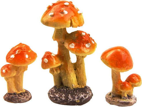 3pcs Resin Mushroom Miniature Fairy Garden Decoration Accessories Sculptures Statues,Yard Decor for