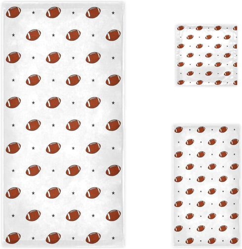Naanle Simple Style American Football Stars Soft Luxury Decorative Set of 3 Towels,