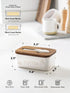 Countertop, Set 1, LE TAUCI Butter Dish with Lid for Ceramic Butter Container, Embossed Butter Keeper with Acacia Wood