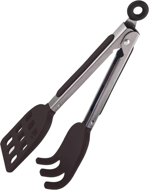 Mini Easy-Grip Waffle Tongs Holder, Non-Slip Handle, Black