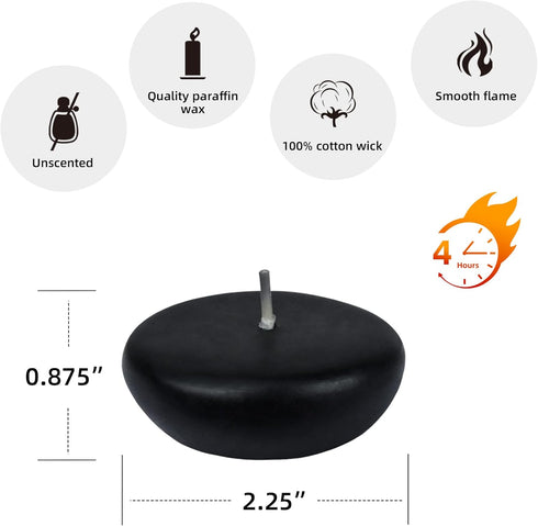 Zest Candle 24-Piece Floating Candles, Black, 2.25-Inch
