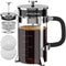 French Press Coffee Maker, 34oz 304 Stainless Steel with 4 Filters, Borosilicate Glass, Easy to Clean, Silver