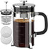 French Press Coffee Maker, 34oz 304 Stainless Steel with 4 Filters, Borosilicate Glass, Easy to Clean, Silver