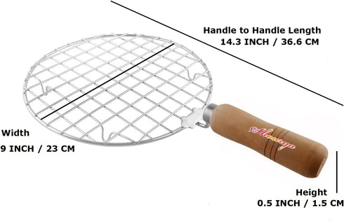 Satre Online And Marketing Stainless Steel Wire Roaster,Wooden Handle Round with Roasting Net,Roasting Net,Round Roasting Net,Papad Jali,Roti Jali,Roaster by Shourya Trading