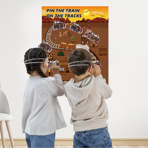 Train Party Games Supplies, Pin The Choo Choo on The Track Funny Game for Chugga Chugga Two Two Train Birthday Party