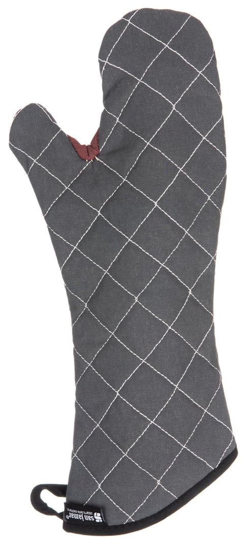 San Jamar Bestguard Oven Mitt, 17 Inches, Cotton, Black with Reinforced Webguard Plus