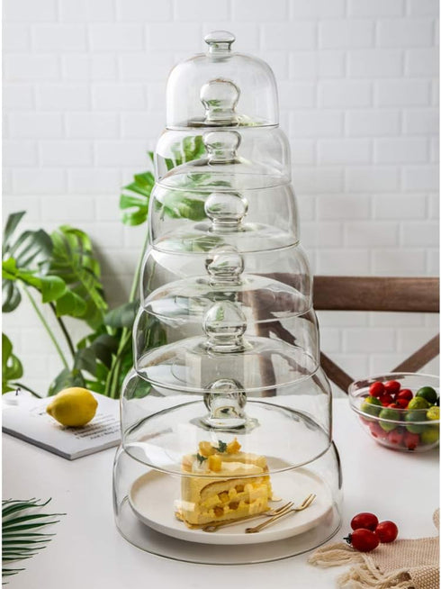 HEMOTON Glass Cake Dome, XL Clear Cloche Cake Display Cover with Knob Handle
