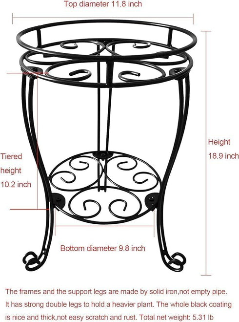 11.8 inches (18.9 INCHES Diameter Tall Metal Plant Stand for Indoor or Outdoor,Heavy Duty Flower Pot Stand Rack Holds