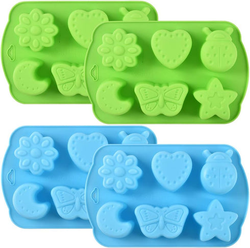 Newk Insects Silicone Candy Mold - 4 Packs 6-Cavity Animal Butterfly Moon Star 3D Bakeware Mold for Candies, Chocolate